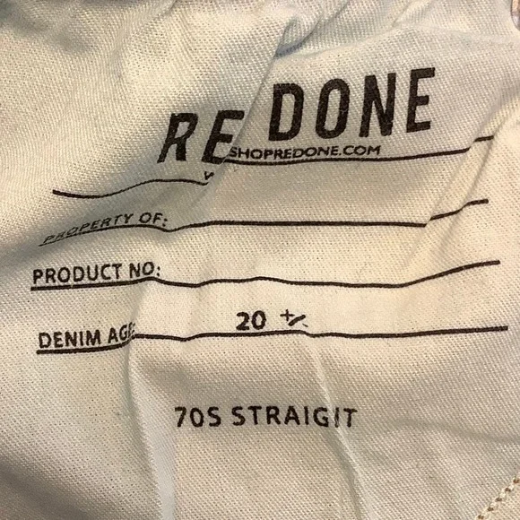 NEW! RE/DONE Size 25 70s Straight Mid 70s Wash Blue Denim Jeans $395 msrp I7-8